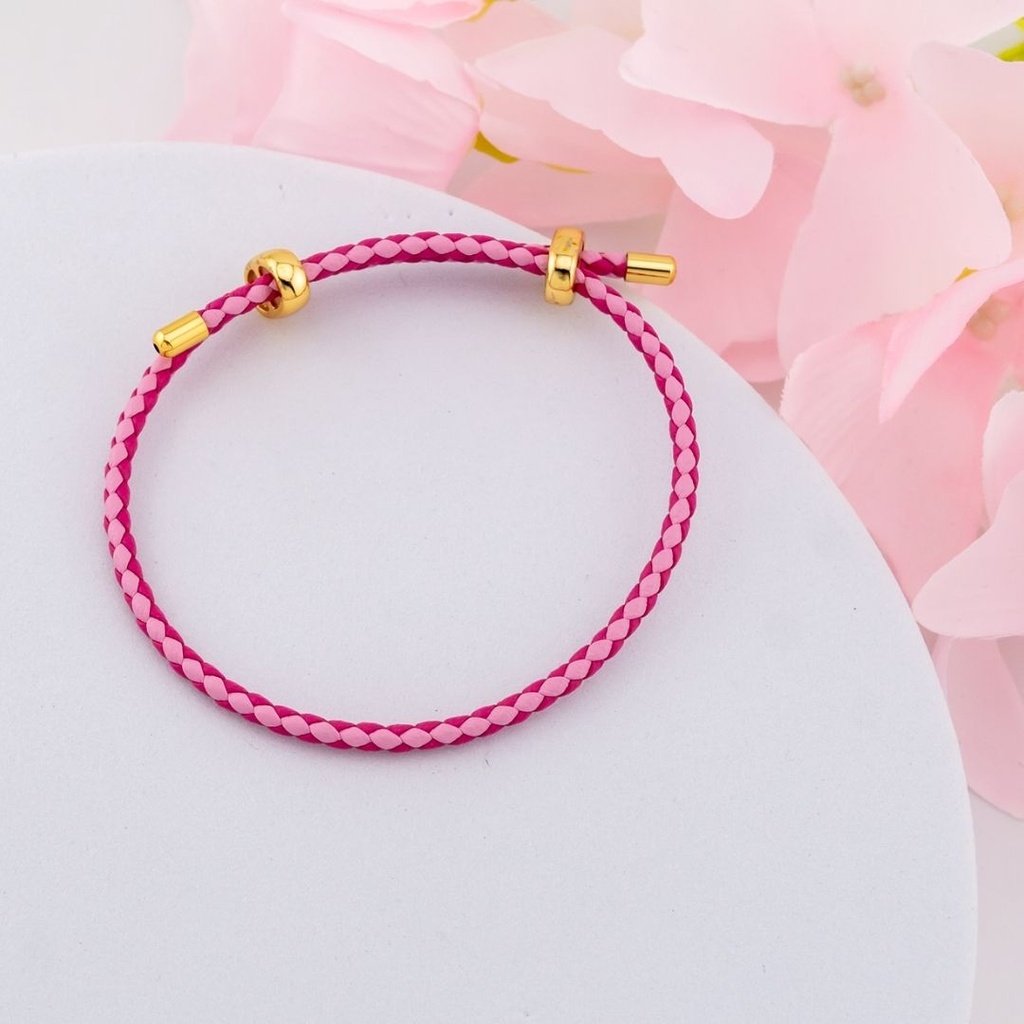 Pulsera de cuero estilo pandora (ROSADA DOBLE COLOR)