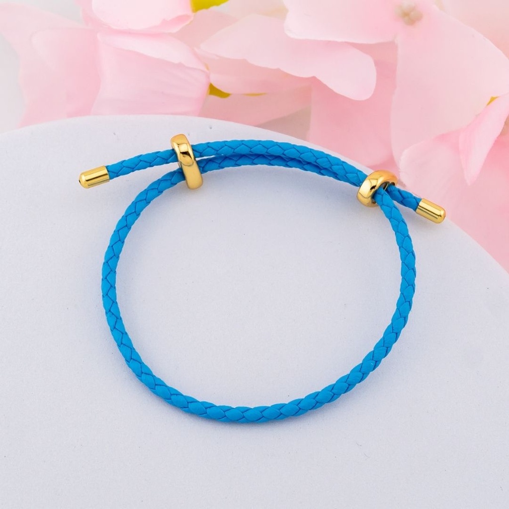 Pulsera de cuero estilo pandora (AZUL)