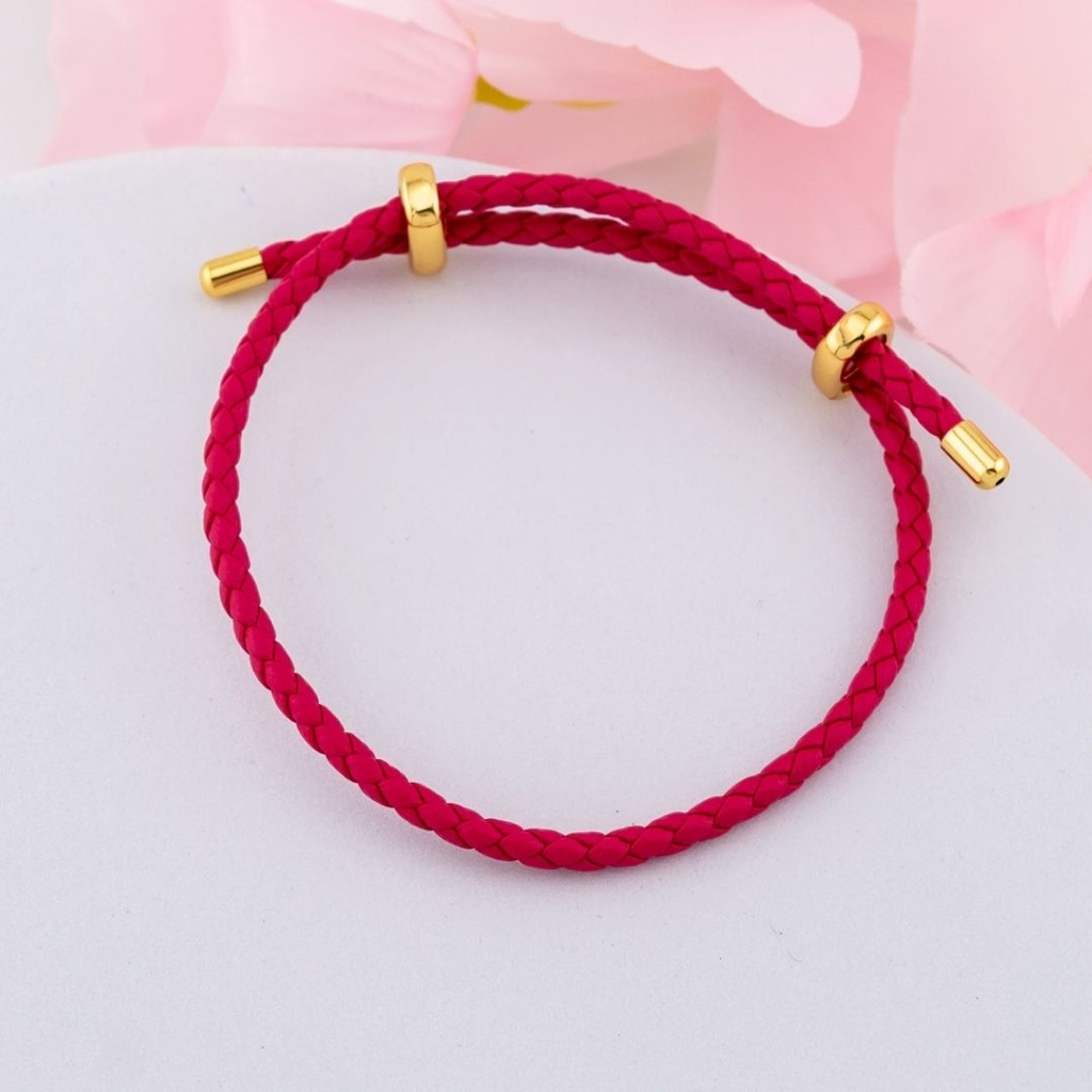 Pulsera de cuero estilo pandora (FUCSIA)