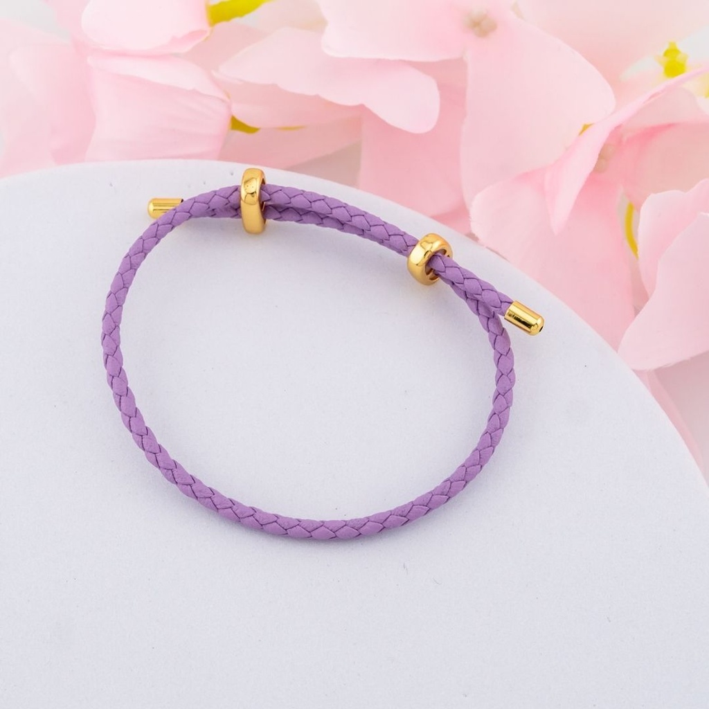 Pulsera de cuero estilo pandora (MORADO)