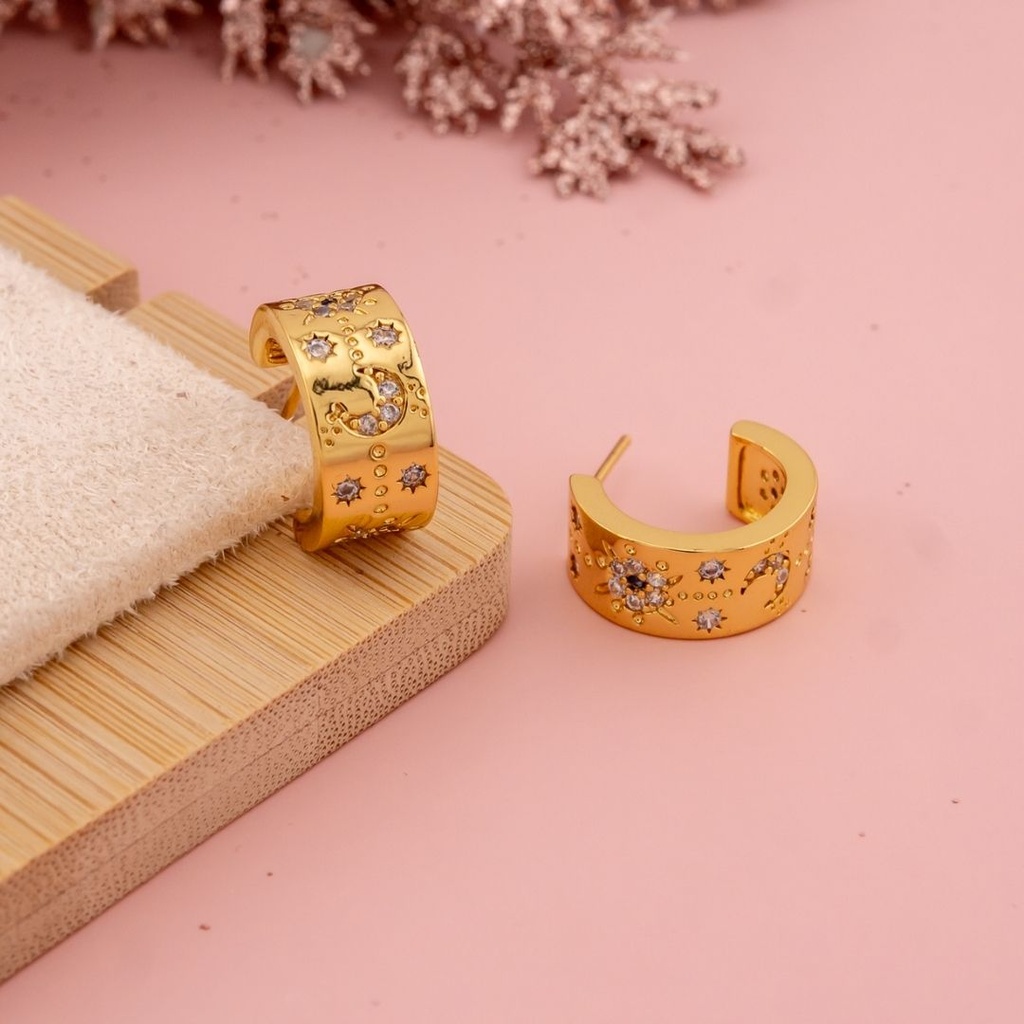 Argollas con zirconias baño 18k