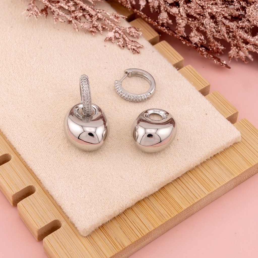 Aretes doble uso baño 18k plateados