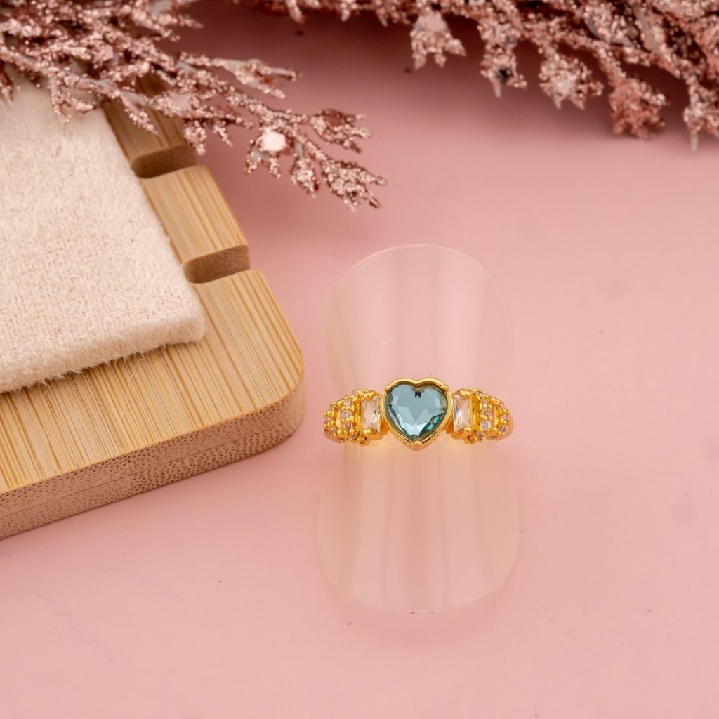 Anillo ajustable de corazon baño 18k