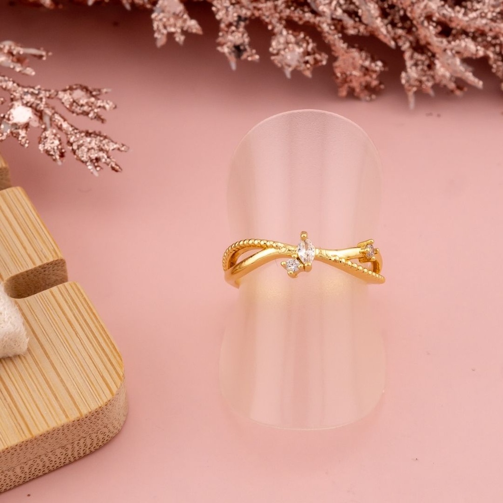 Anillo ajustable con zirconias baño 18k