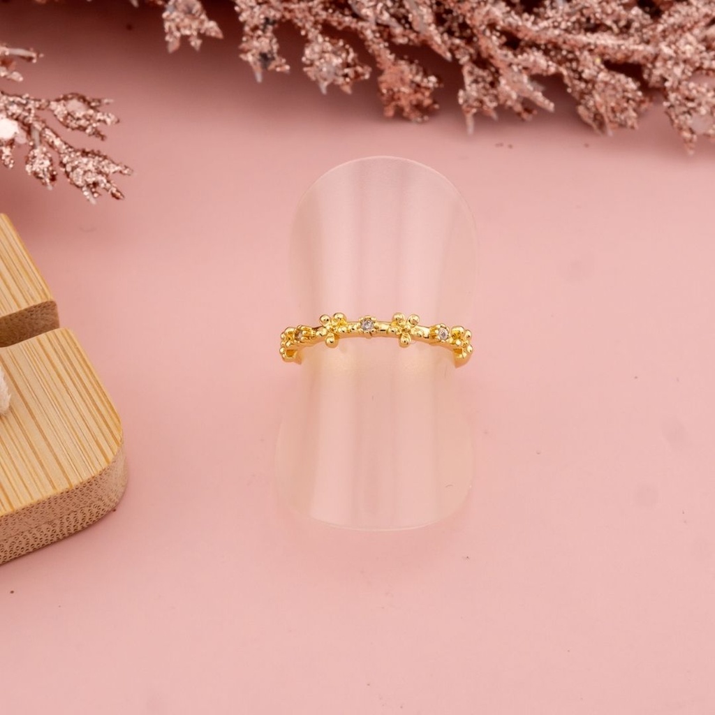 Anillo ajustable de flores baño 18k