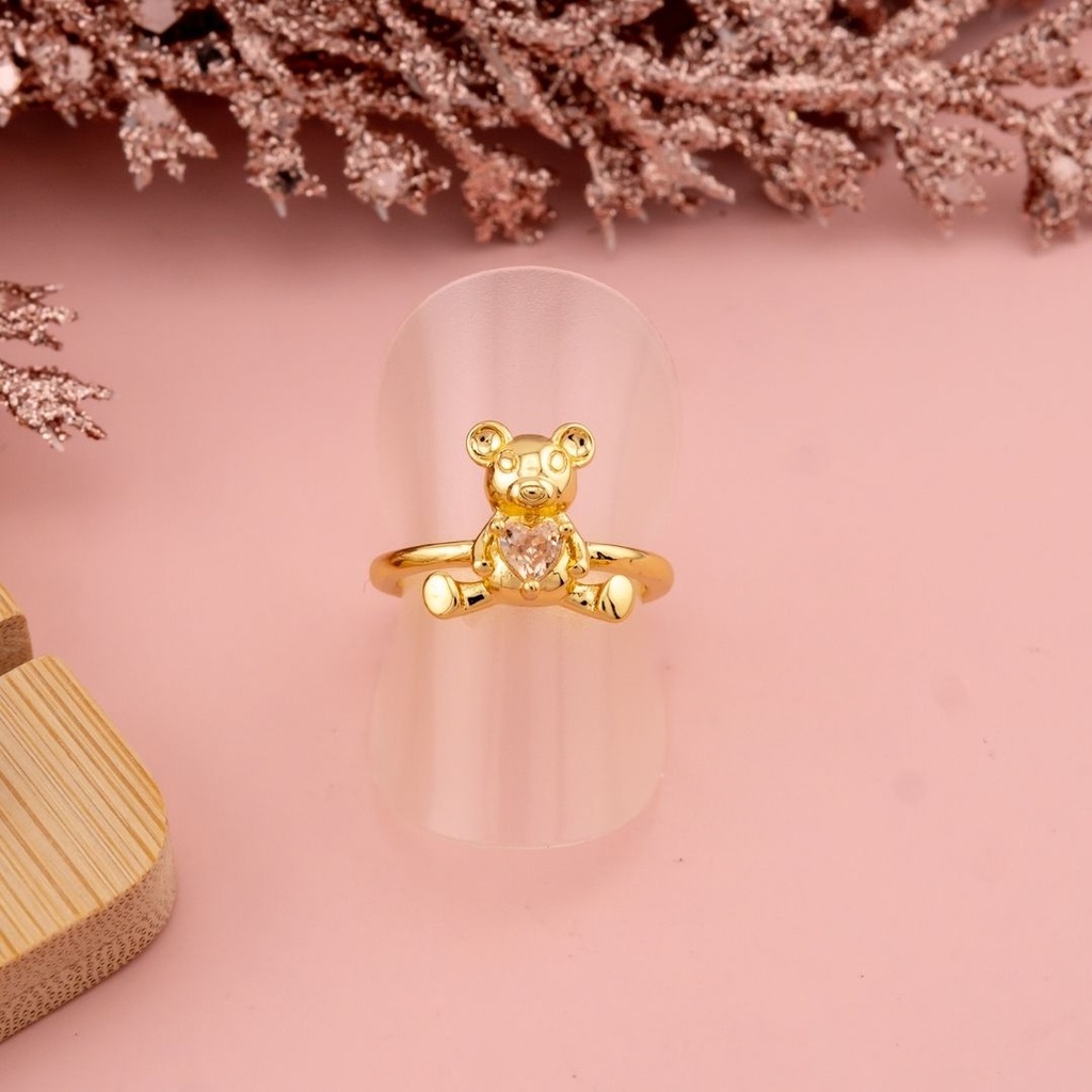 Anillo ajustable de osito baño 18k 