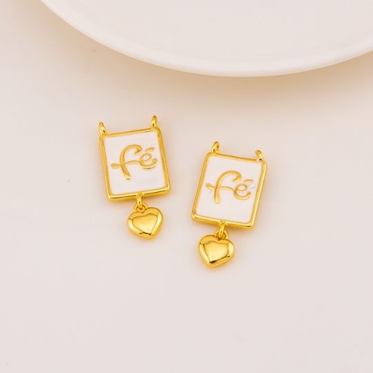 Escapulario de FE esmaltado con colgante baño 18k