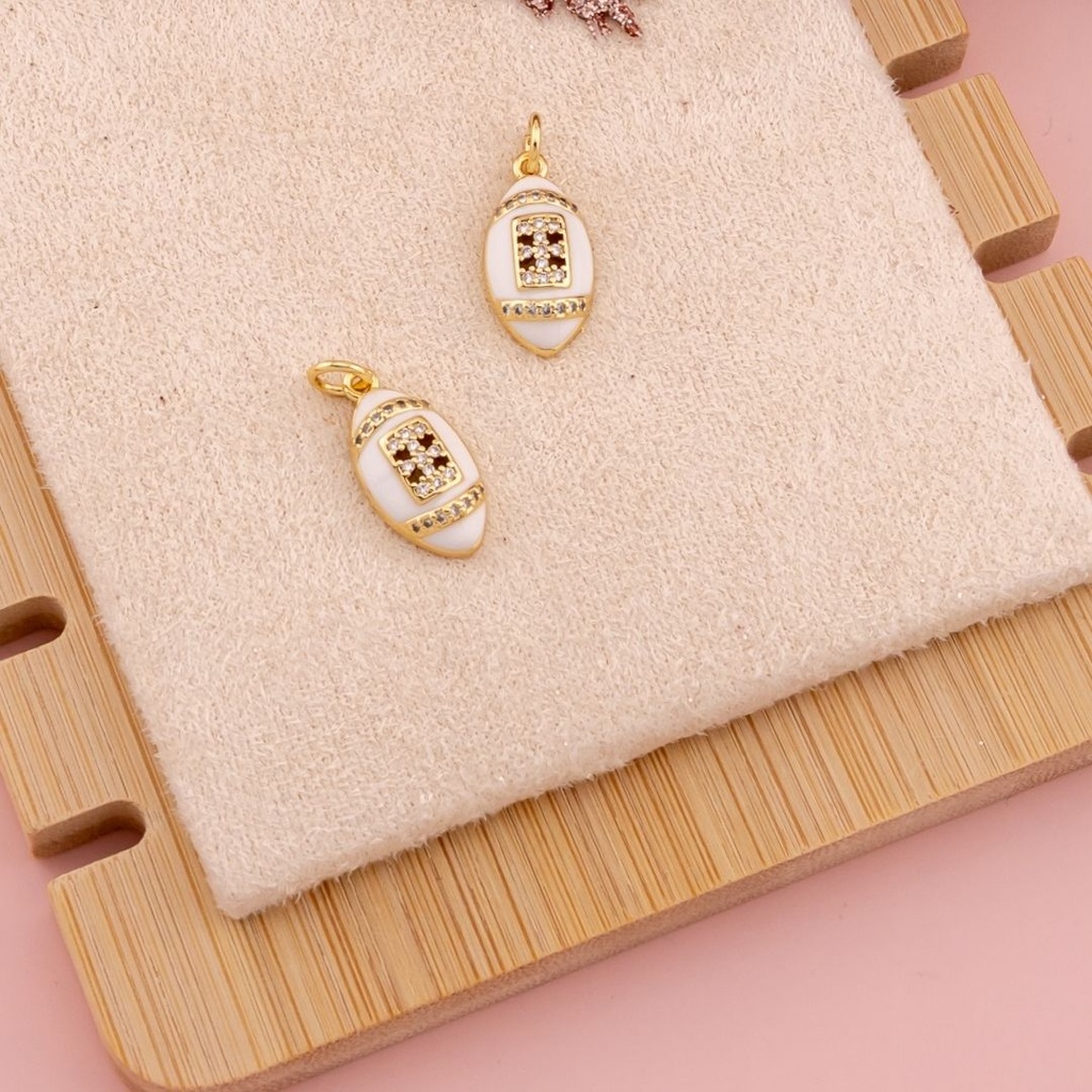 Dije de balon esmaltado con zirconias baño 18k