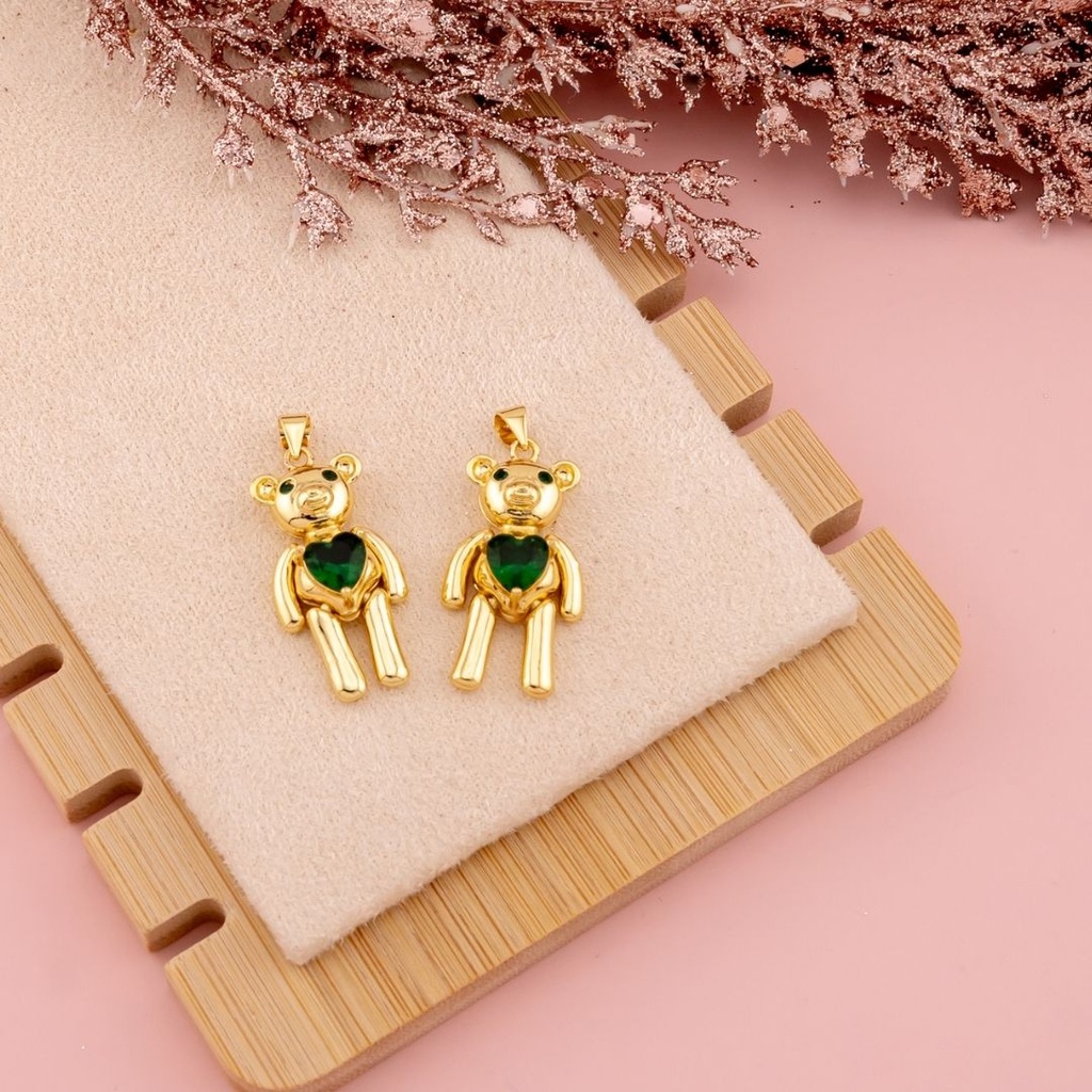 Dije de osito baño 18k verde