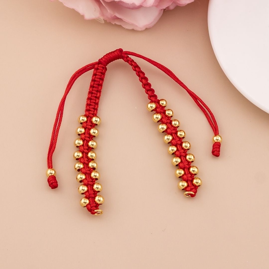 Pulsera de hilo ajustable baño 18k roja