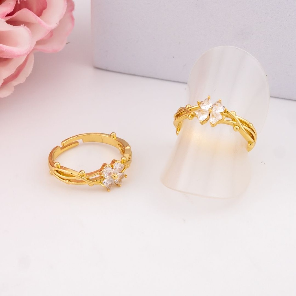 Anillo ajustable de trebol baño 18k