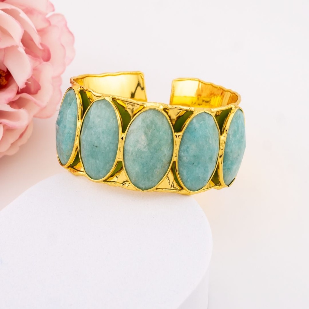 Brazalete con piedra Jasper baño 18k