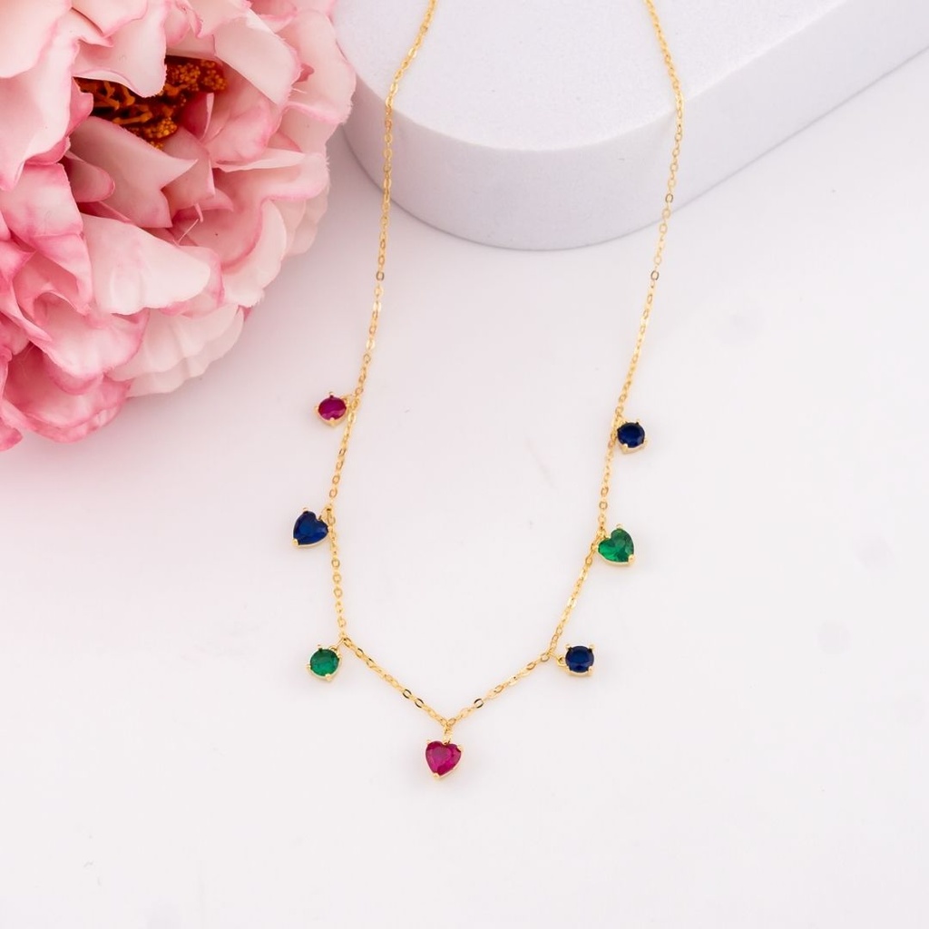 Cadena de corazones con zirconias baño 18k