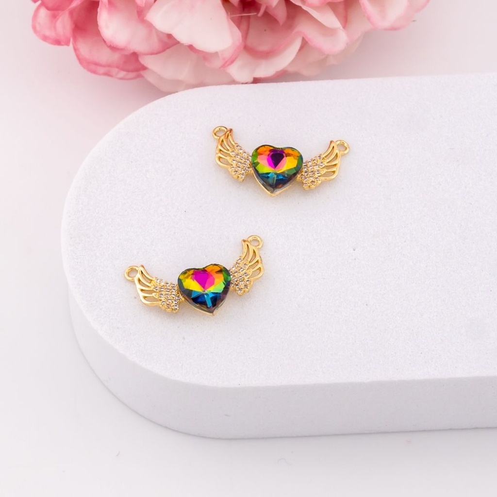 Dije de corazon con zirconias baño 18k