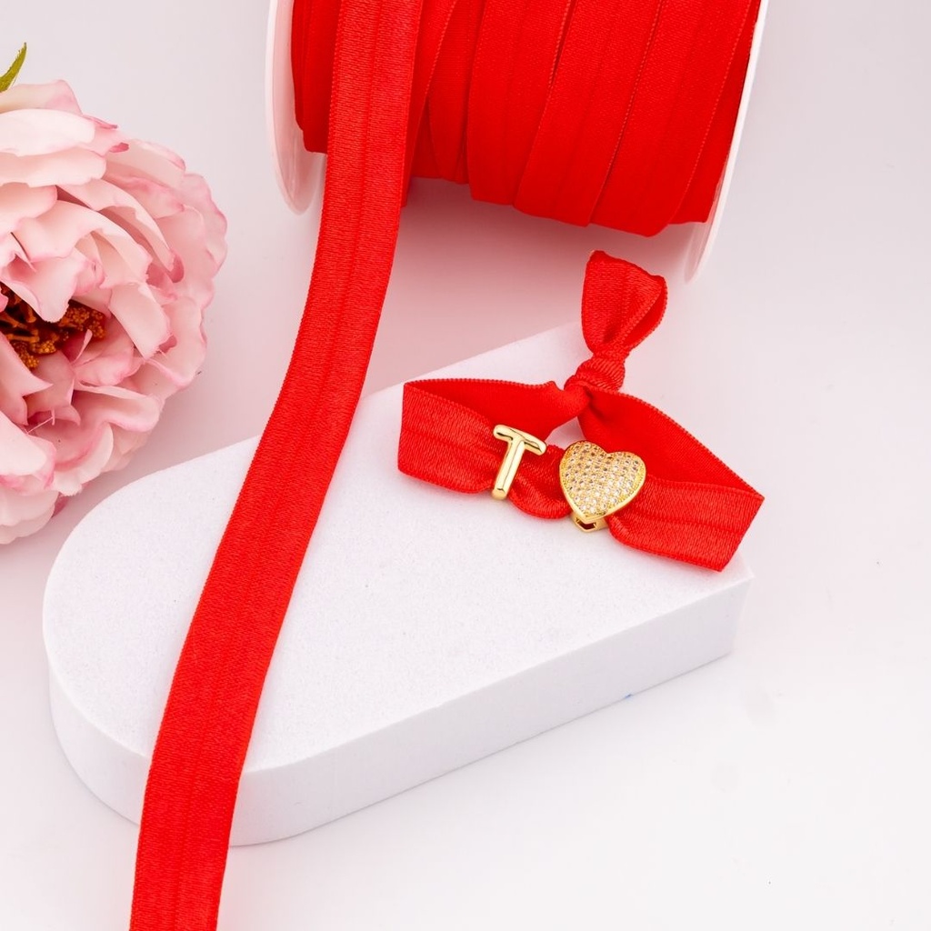 Cinta elastica para pulseras por yarda roja