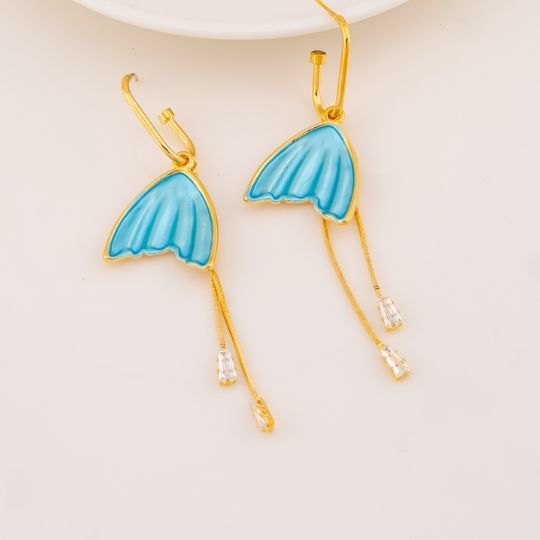 Aretes aleta de sirena baño 18k