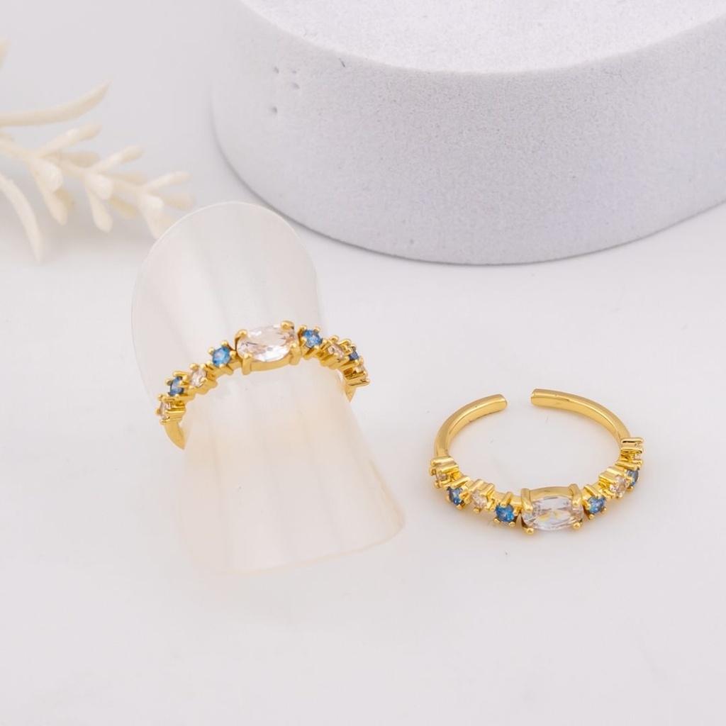 Anillo ajustable con zirconias baño 18k