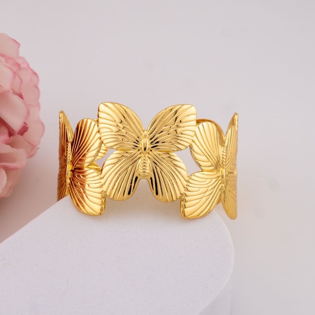 Brazalete de mariposas en acero inoxidable 