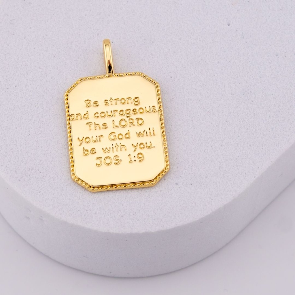 Dije religioso JOSUE 1:9 baño 18k