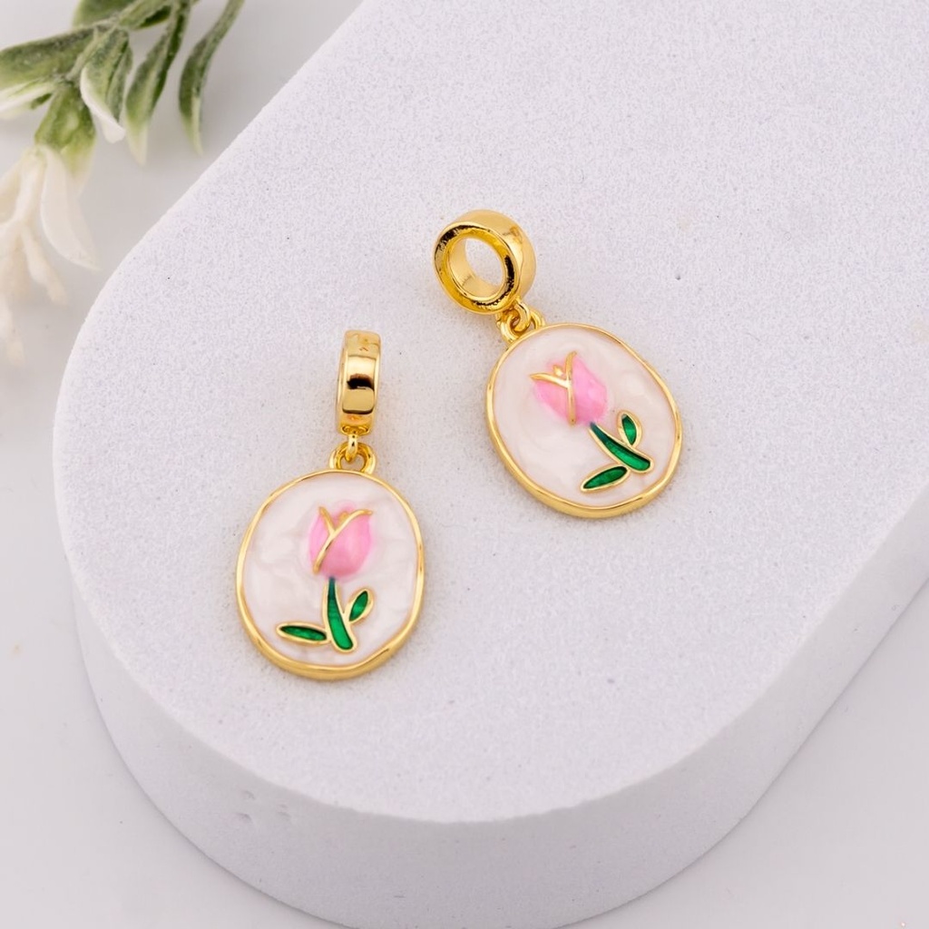 Charm de tulipan esmaltado baño 18k
