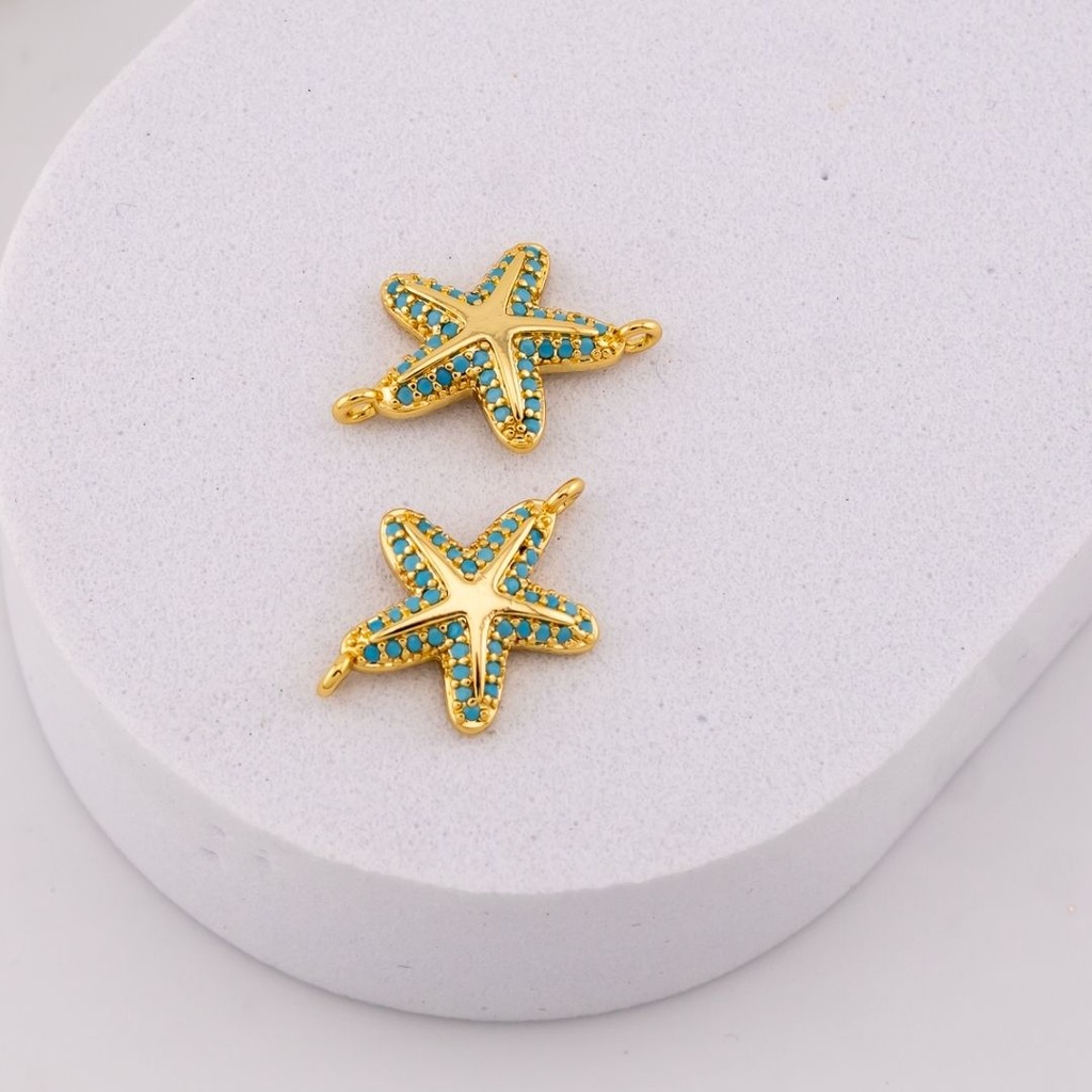 Enlace de estrella de mar con zirconias baño 18k