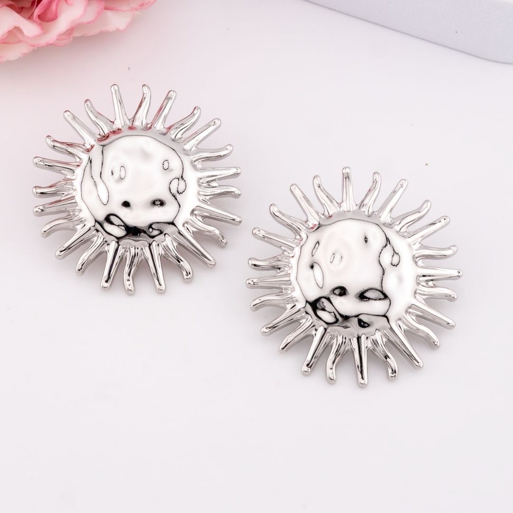 Aretes chunky de sol solidos baño 18k plat