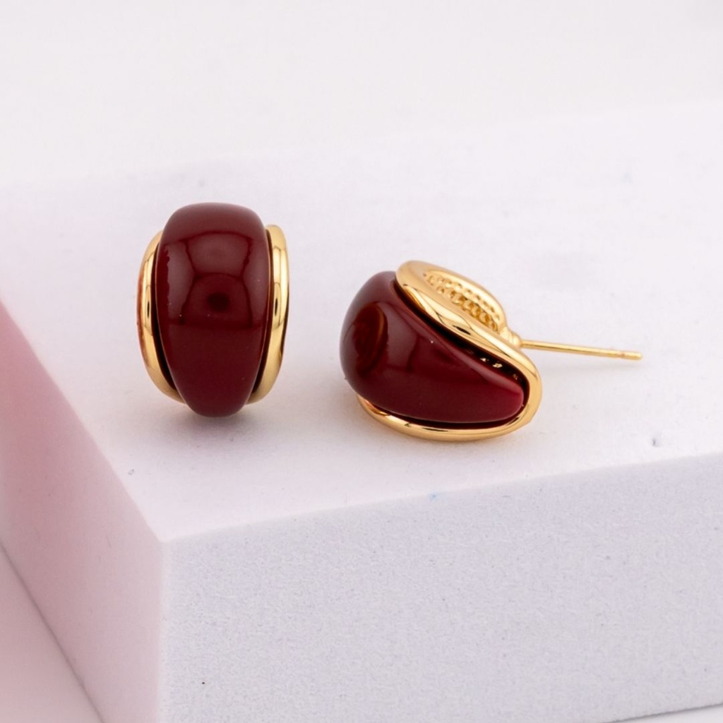 Aretes argollas esmaltadas baño 18k