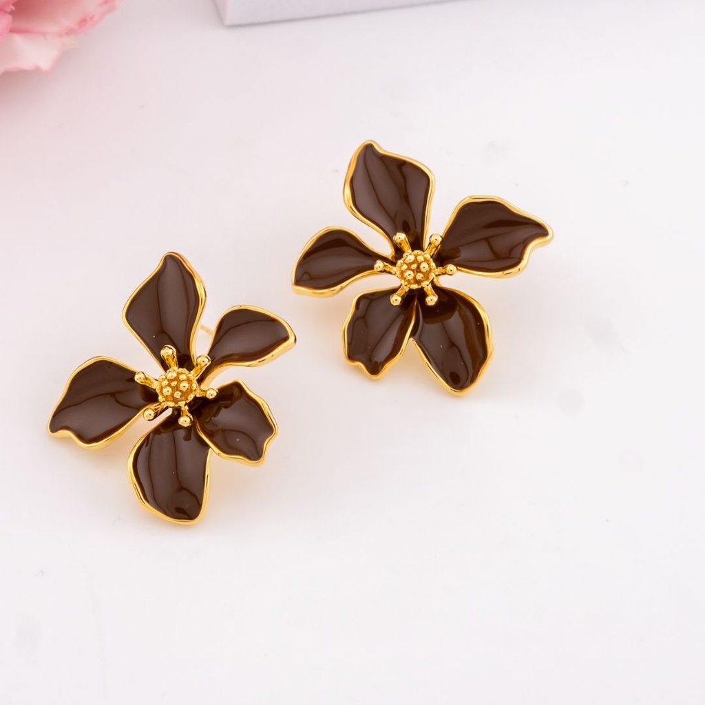 Aretes de flor esmaltadas (CAFE) baño 18k