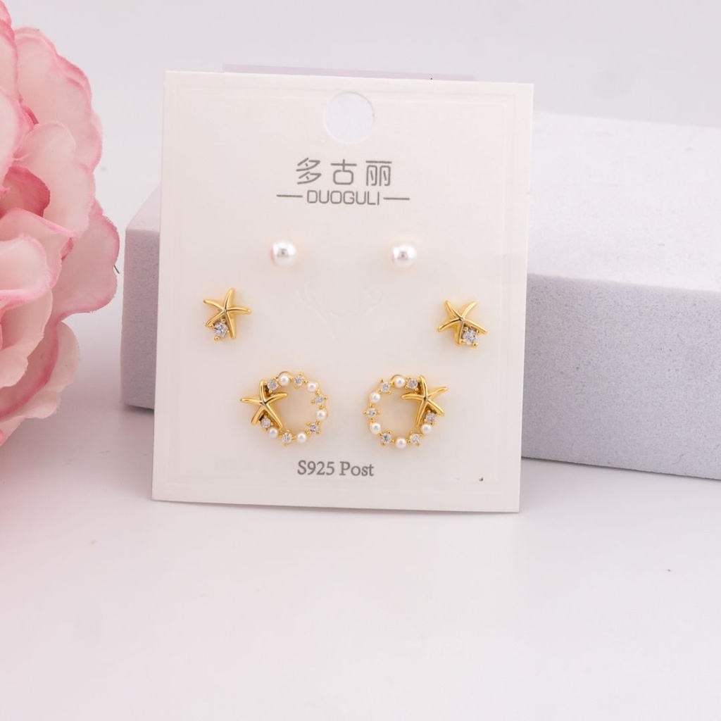 Set de piercings de verano con zirconias baño 18k