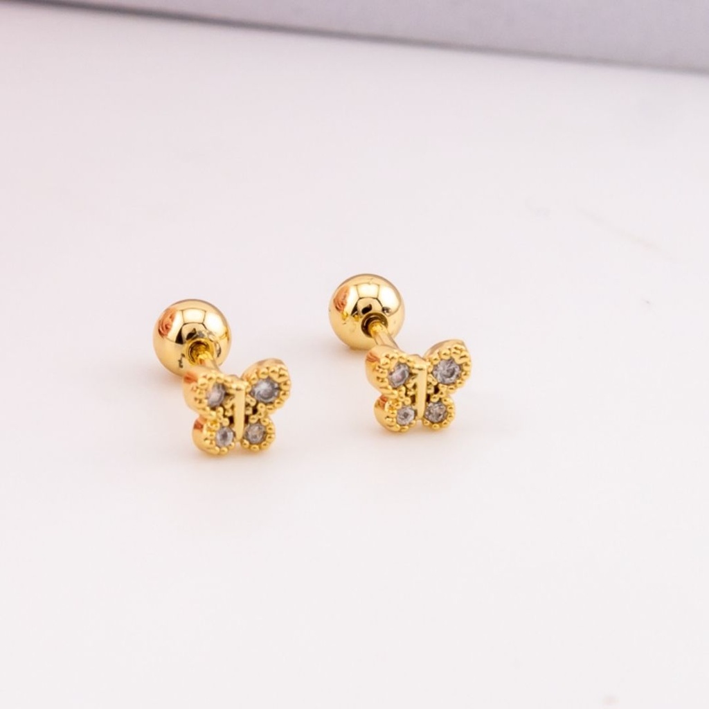 Piercings de mariposa con zirconias baño 18k