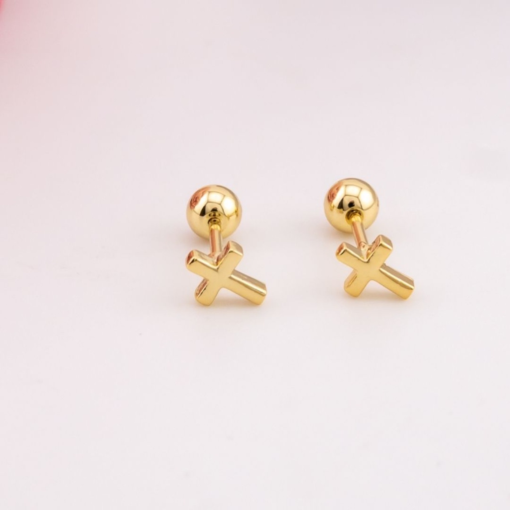 Piercings de cruz baño 18k