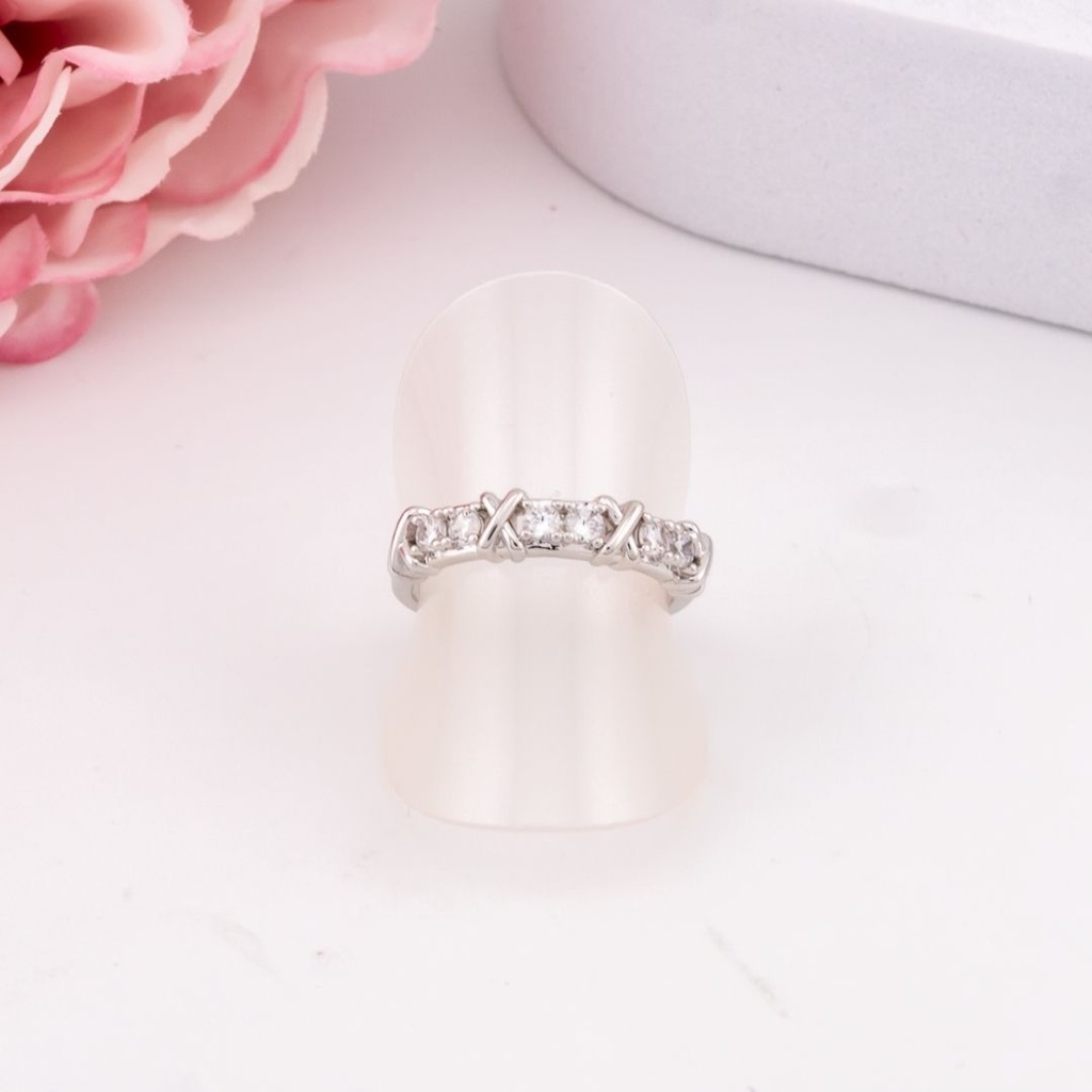 Anillo ajustable con zirconias baño 18k plat