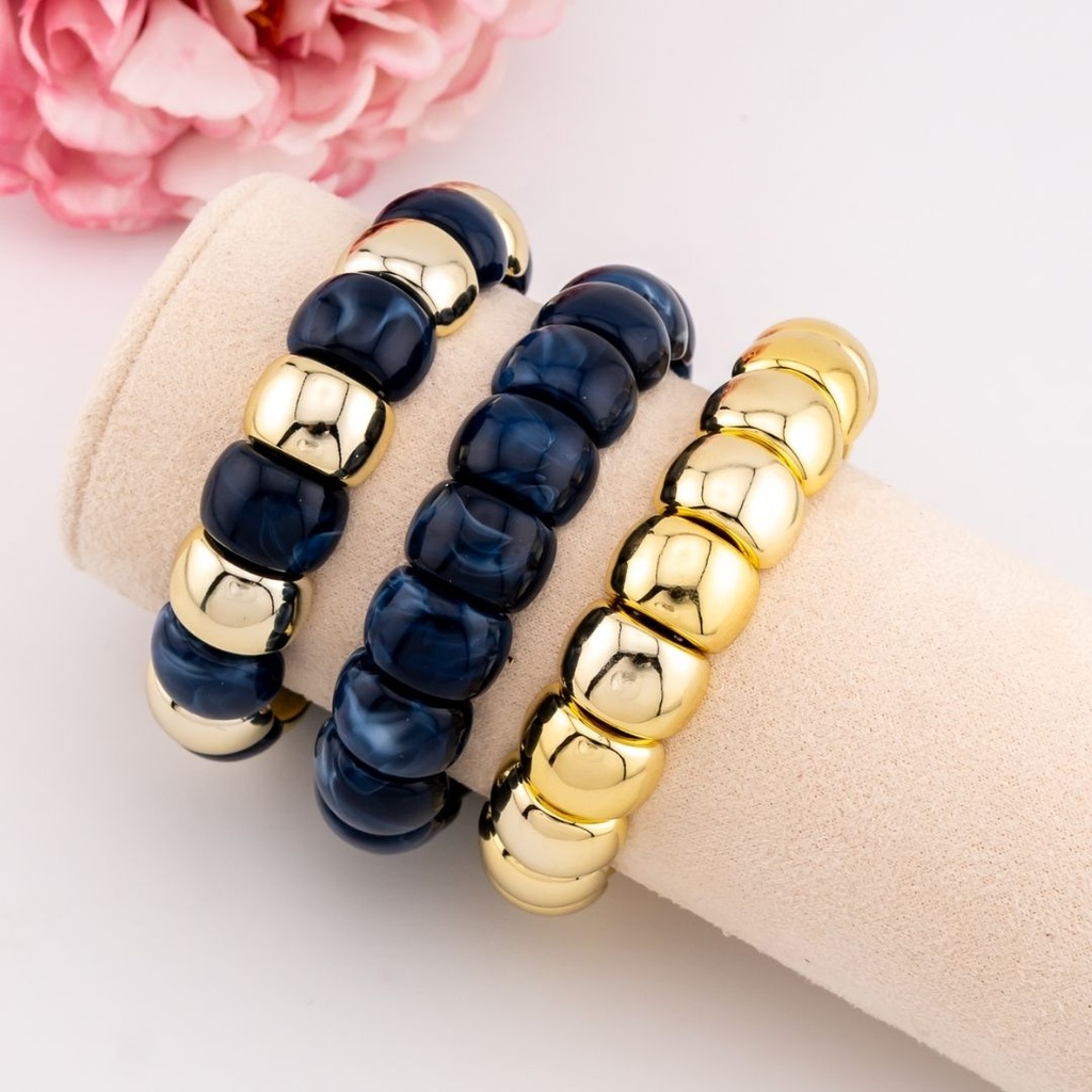 Set de 3 pulseras acrilicas baño 18k