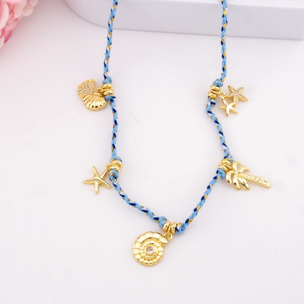 Collar de verano con colgantes baño 18k