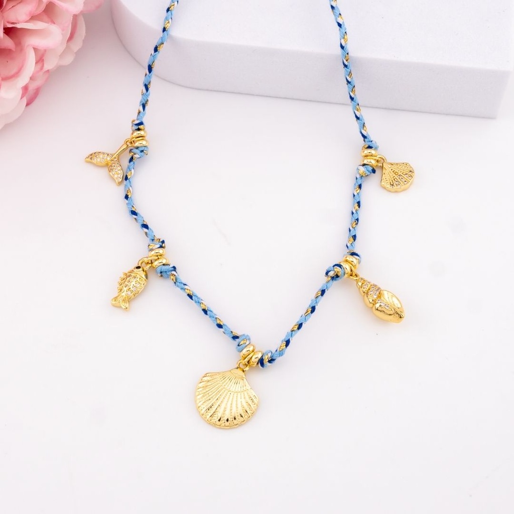 Collar de verano con colgantes baño 18k