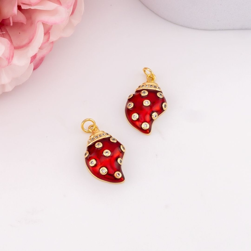 Dije de caracol esmaltado con zirconias baño 18k