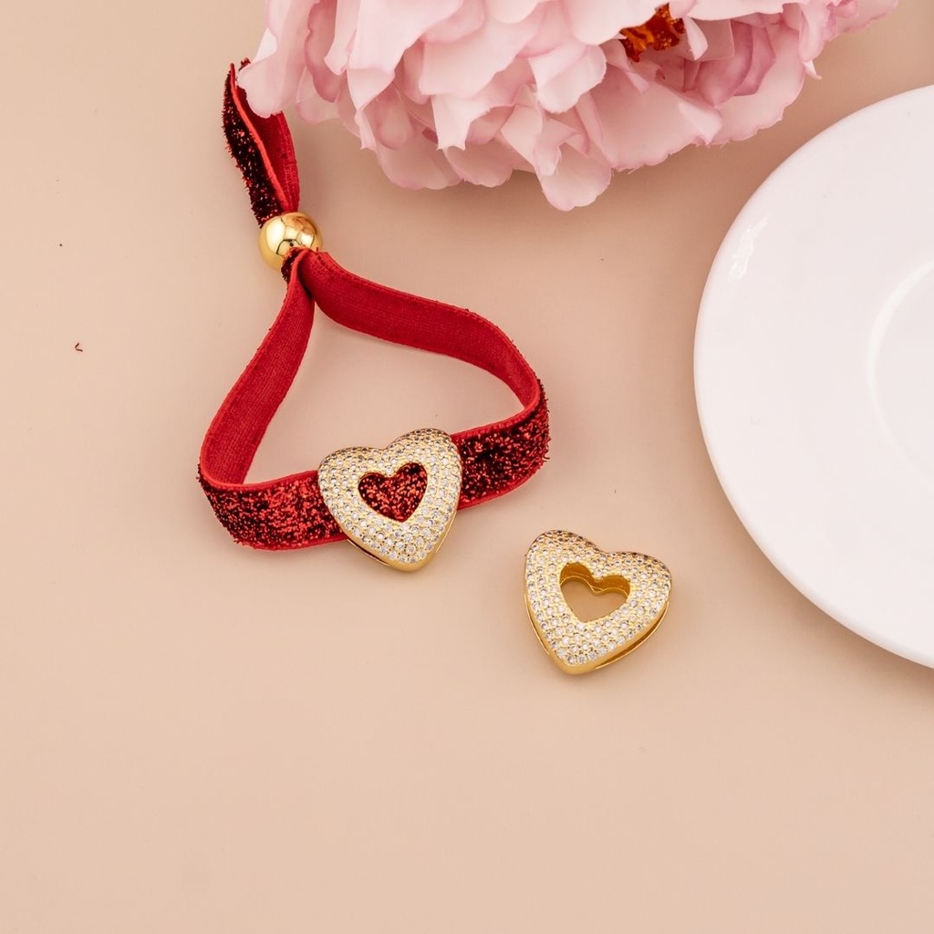 Separador de corazon chunky con micropave baño 18k