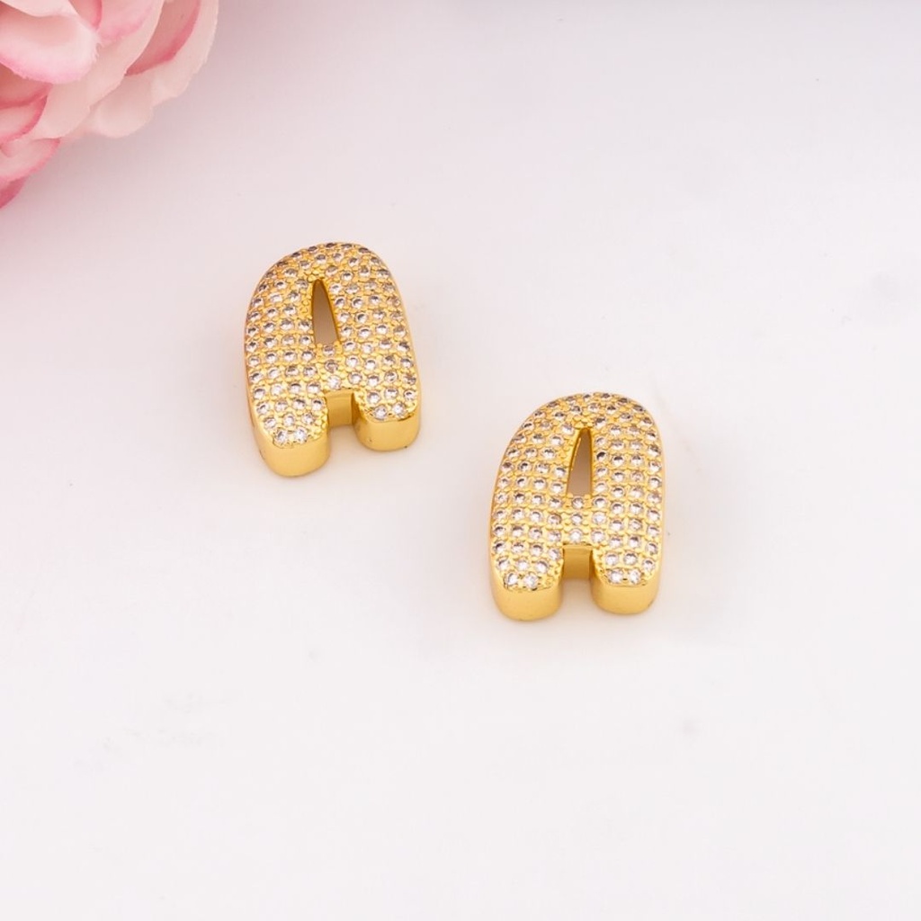 Separador de letras chunky con zirconias baño 18k