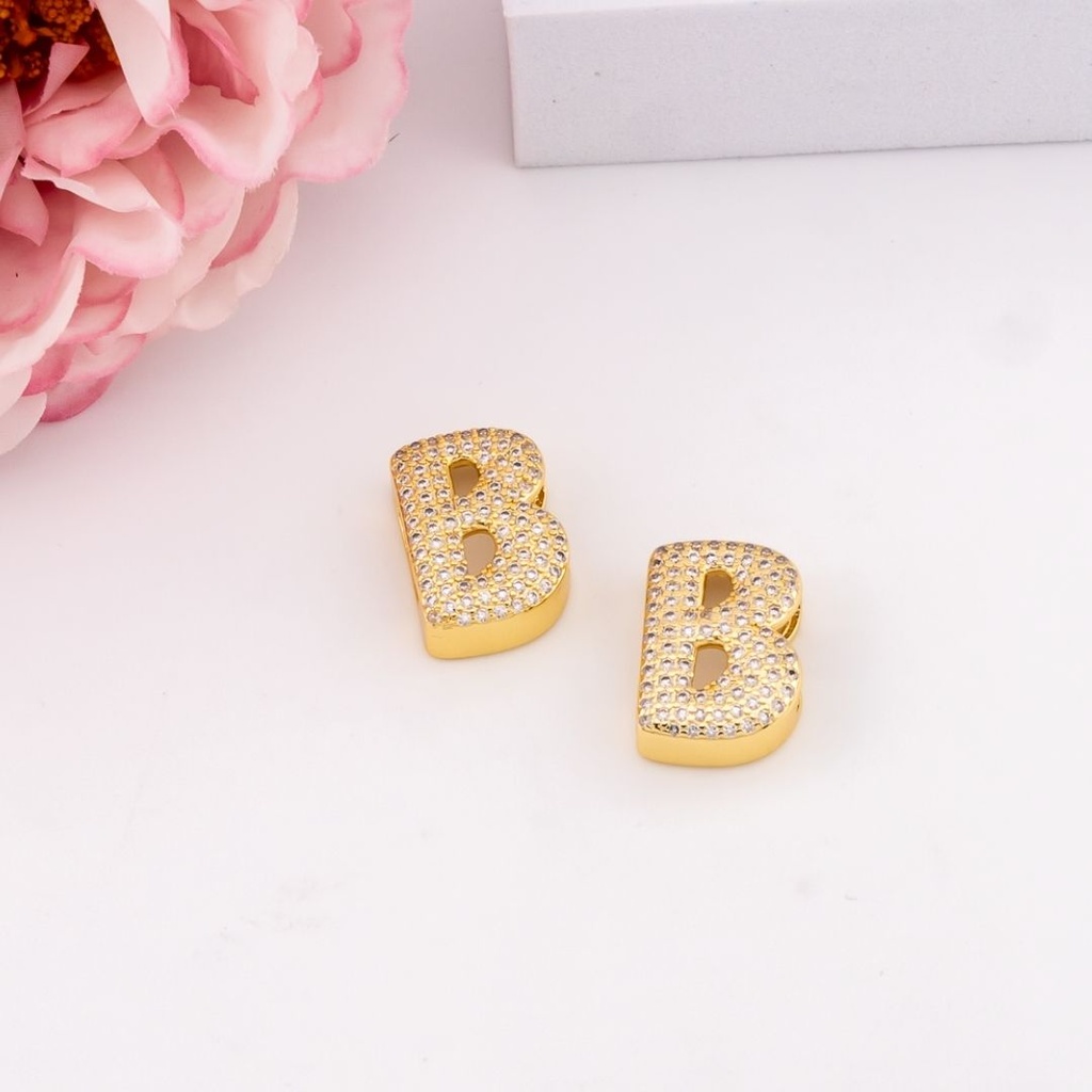 Separador de letras chunky con zirconias baño 18k