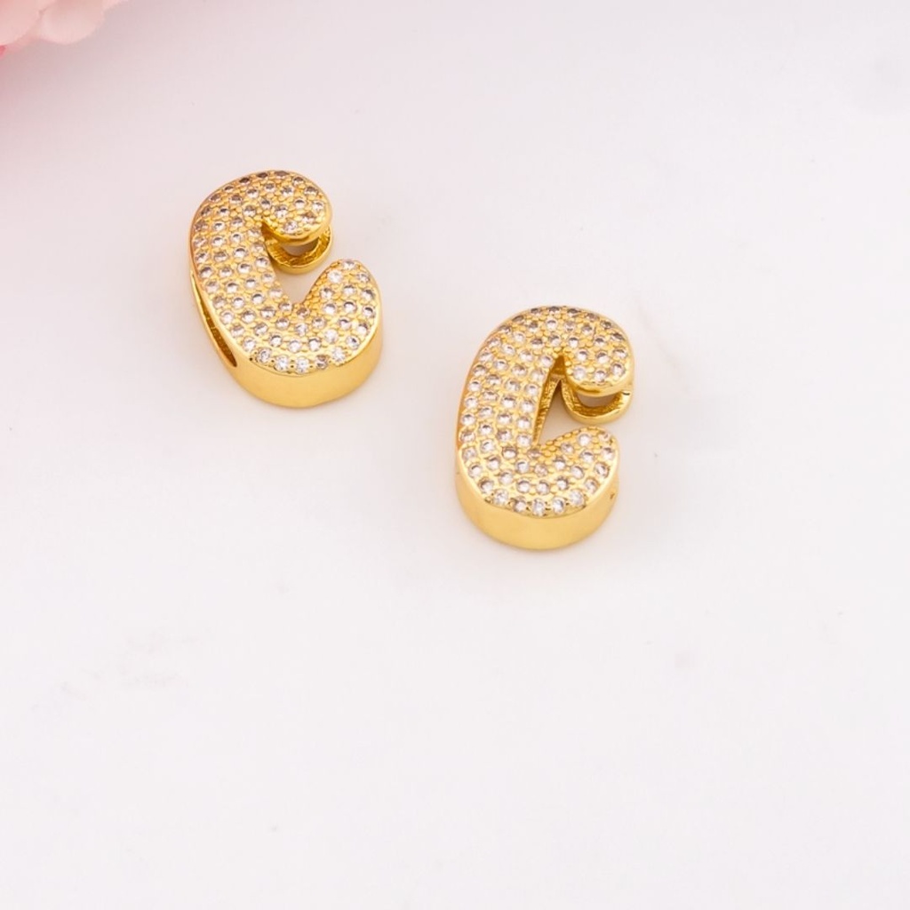 Separador de letras chunky con zirconias baño 18k