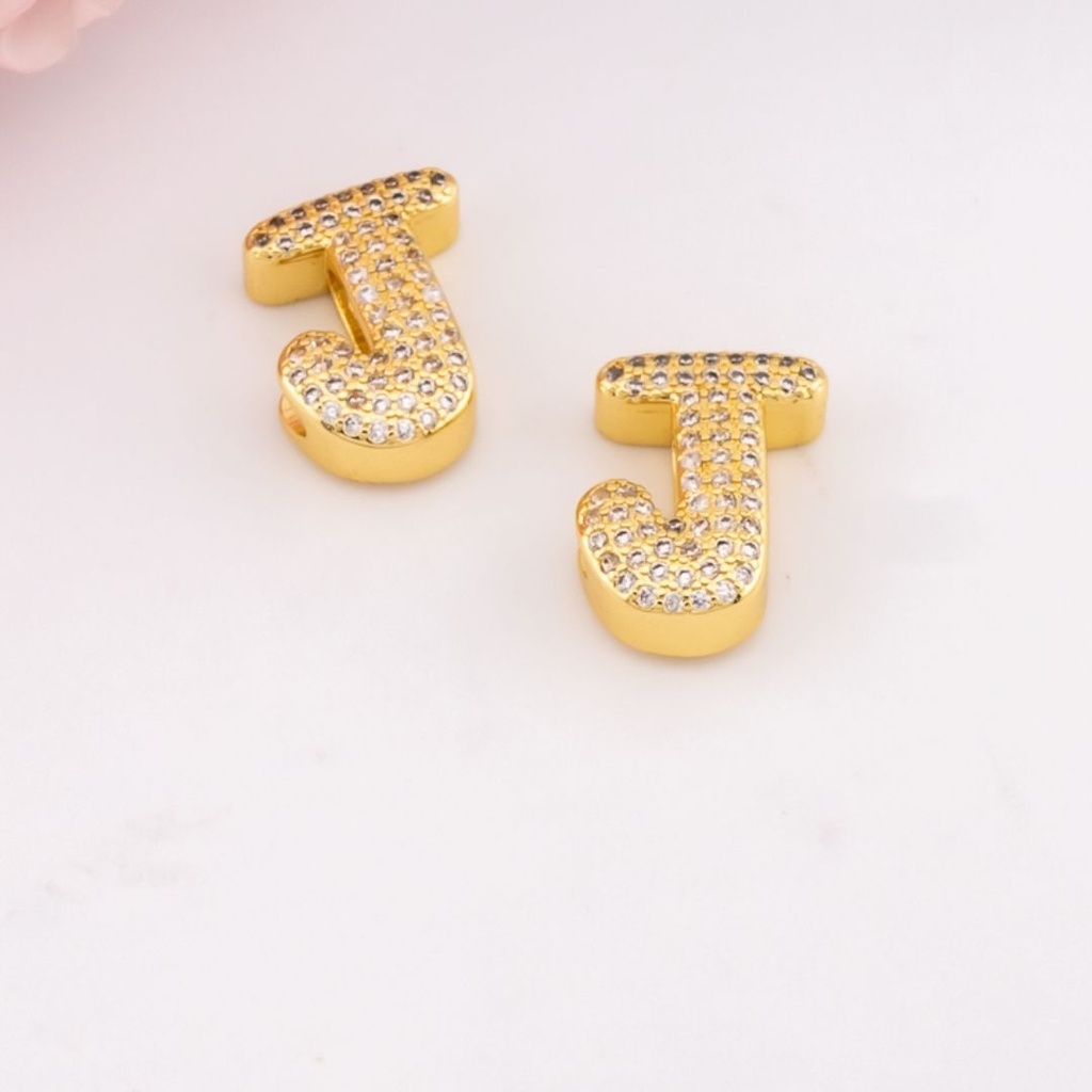 Separador de letras chunky con zirconias baño 18k