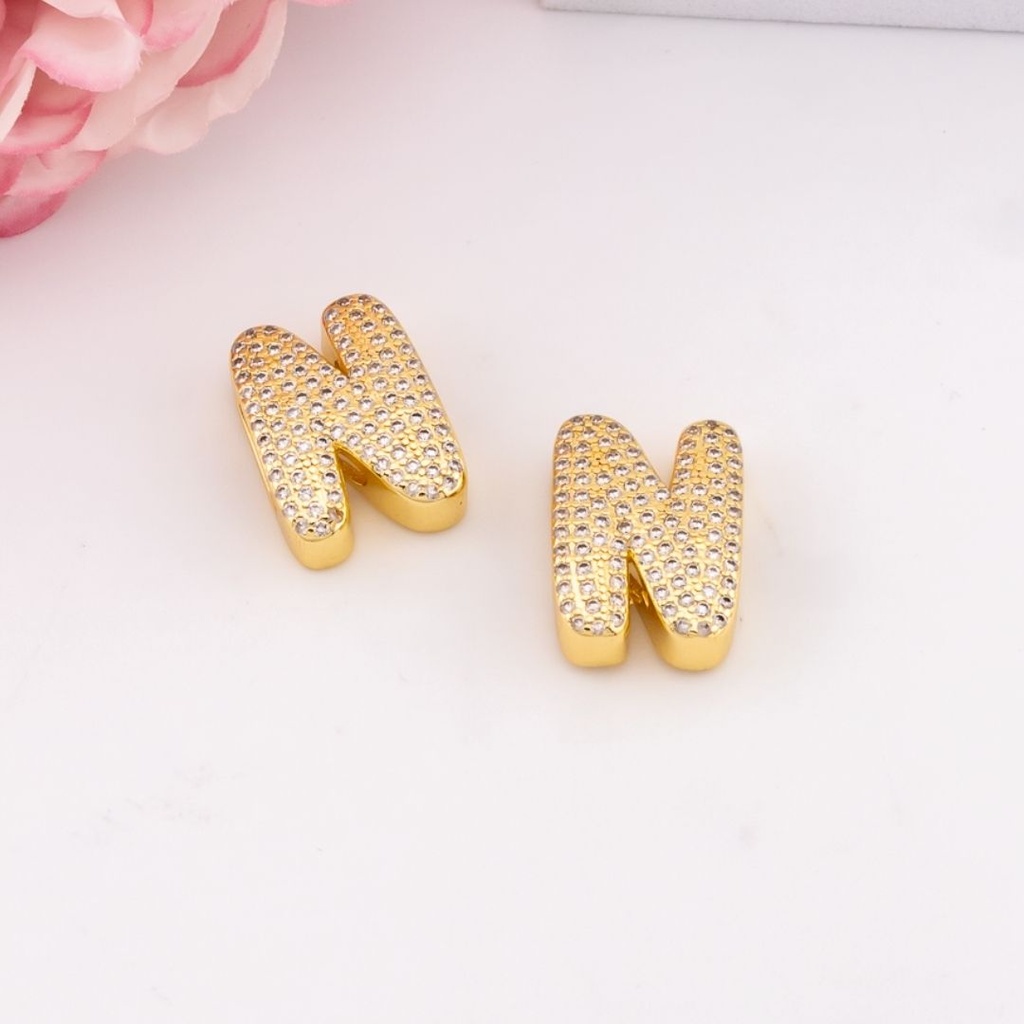 Separador de letras chunky con zirconias baño 18k