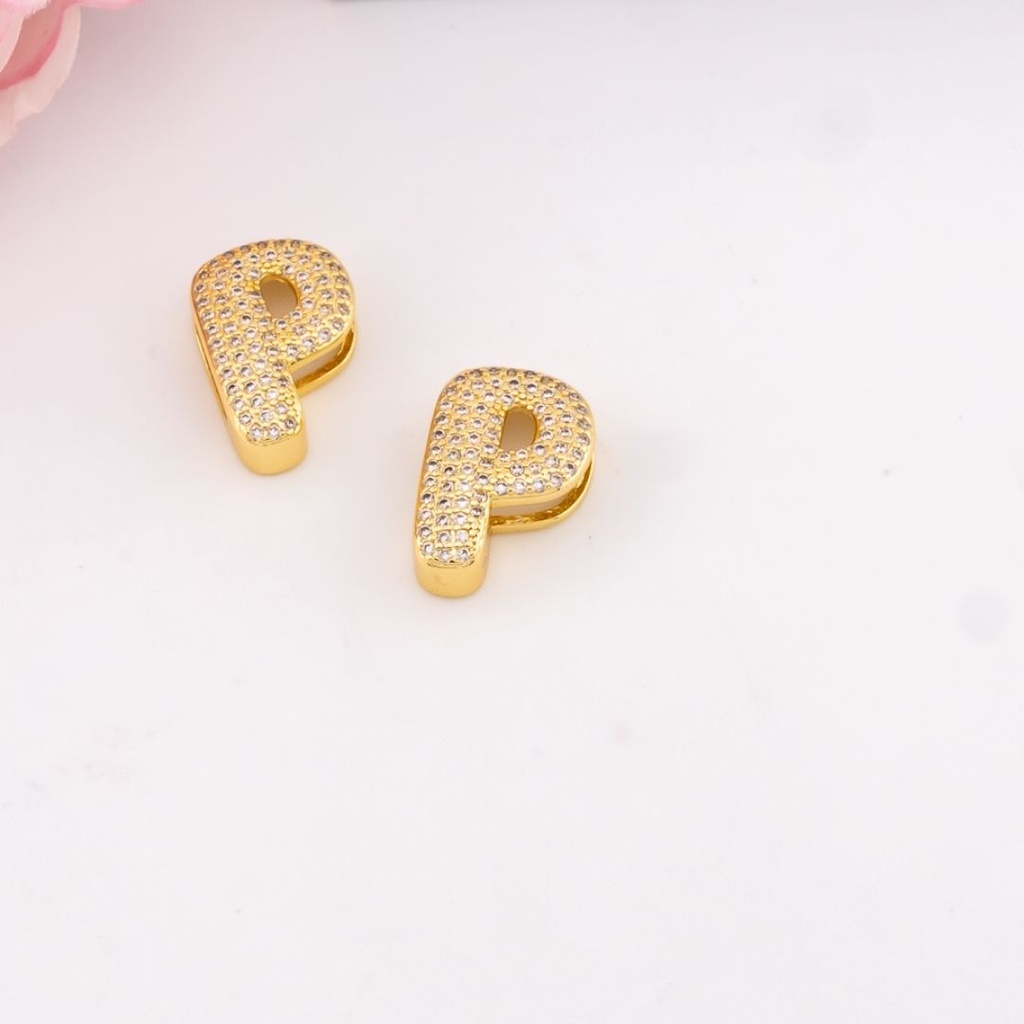 Separador de letras chunky con zirconias baño 18k