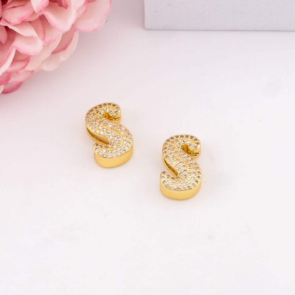 Separador de letras chunky con zirconias baño 18k
