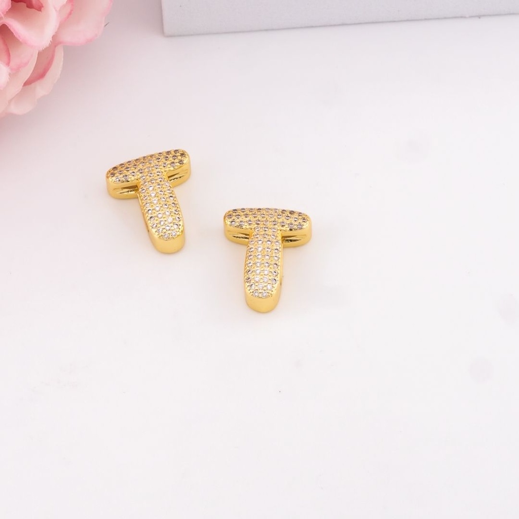 Separador de letras chunky con zirconias baño 18k