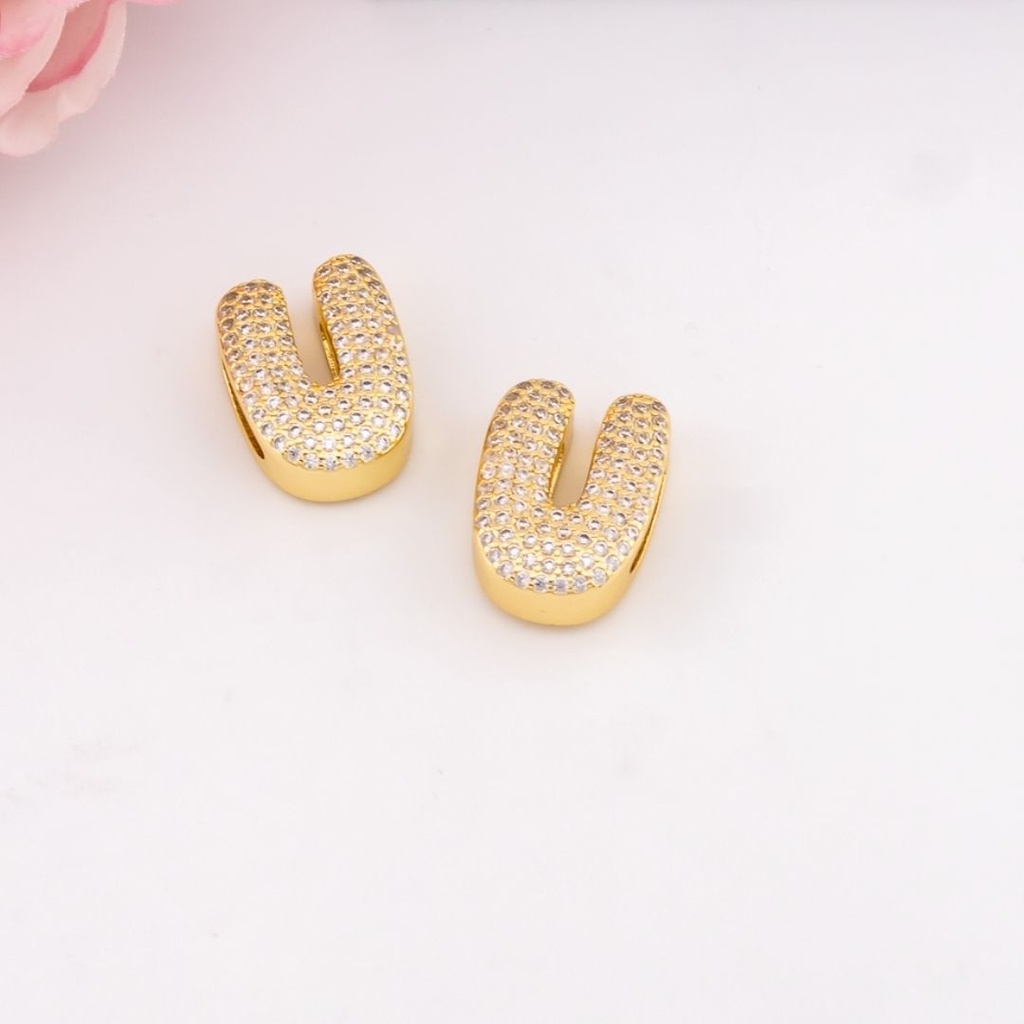 Separador de letras chunky con zirconias baño 18k