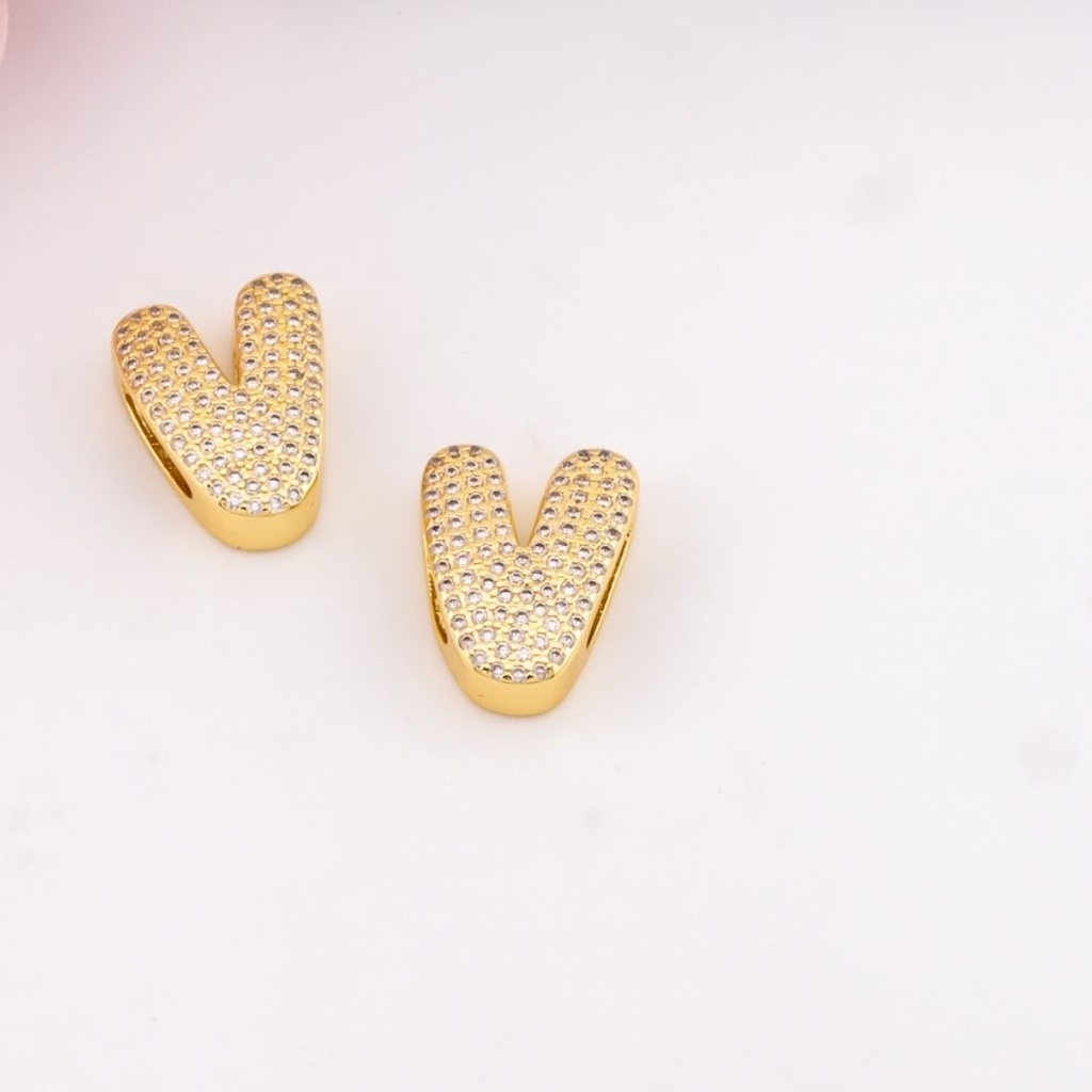 Separador de letras chunky con zirconias baño 18k
