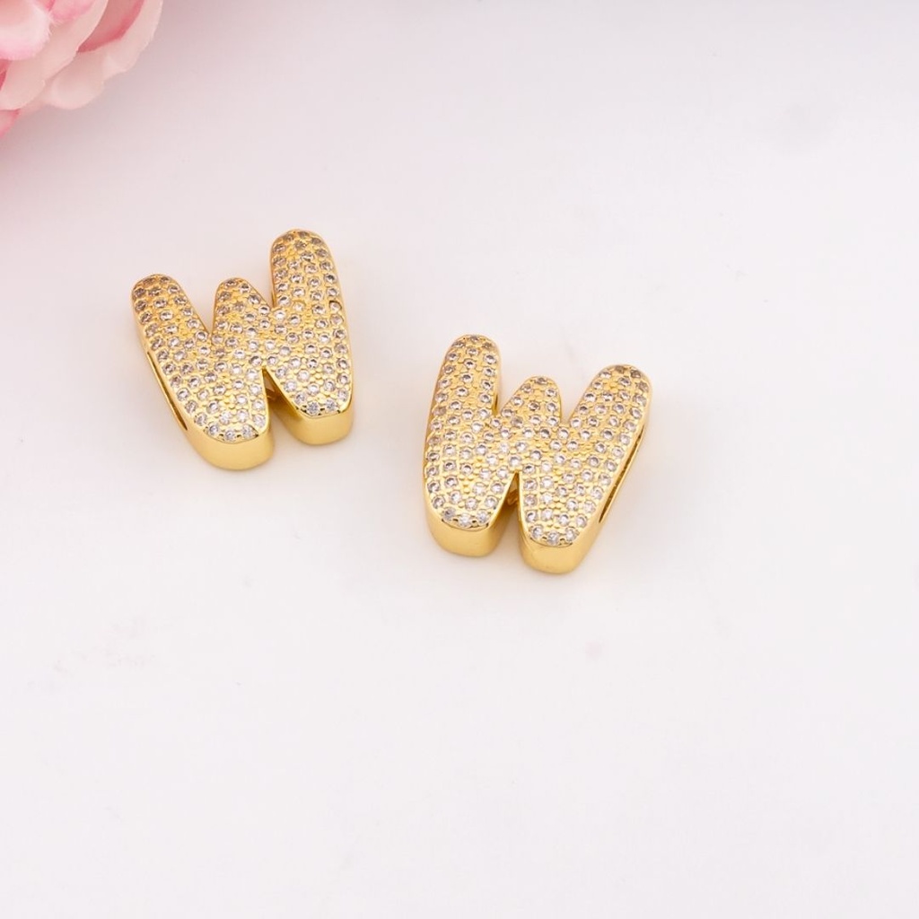 Separador de letras chunky con zirconias baño 18k