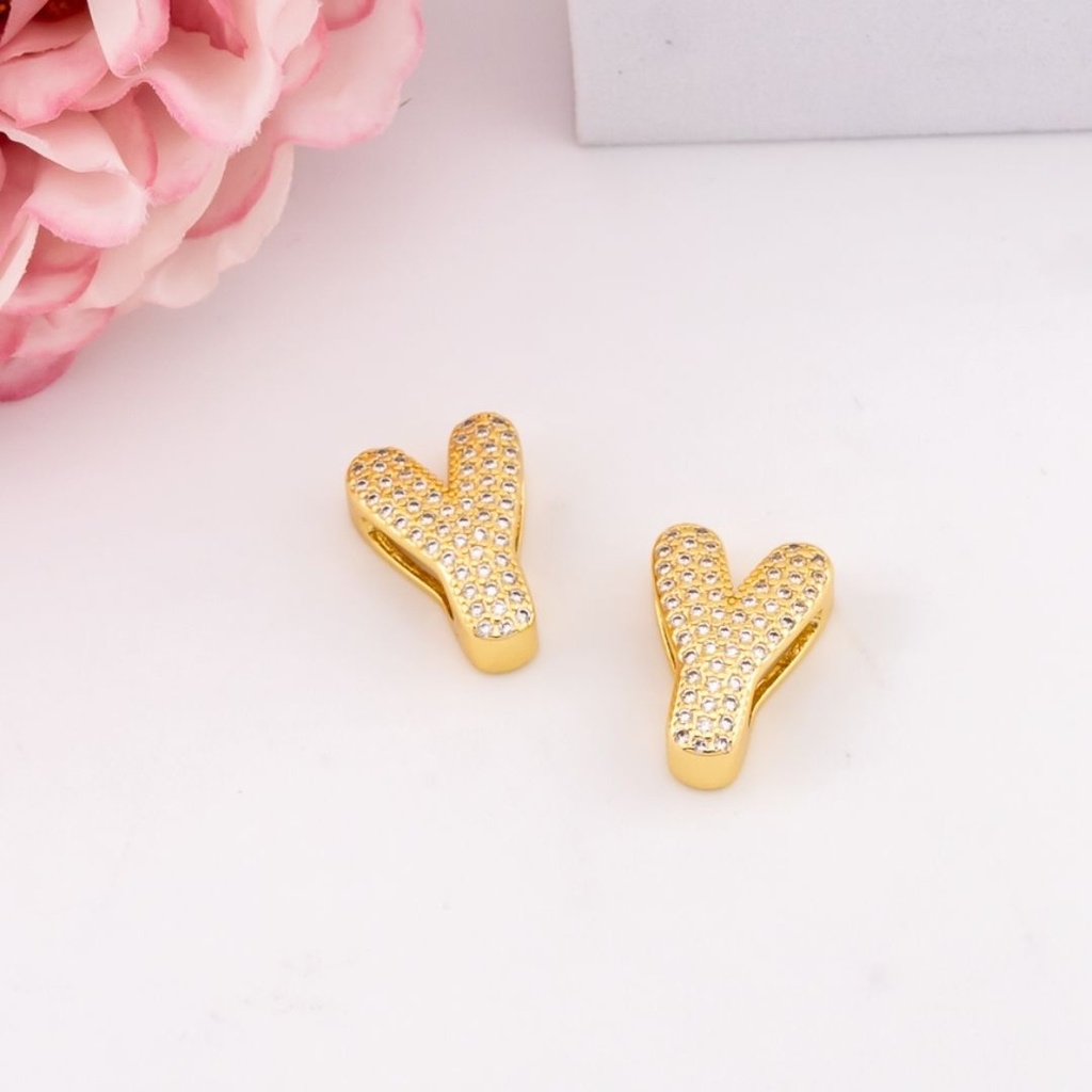Separador de letras chunky con zirconias baño 18k