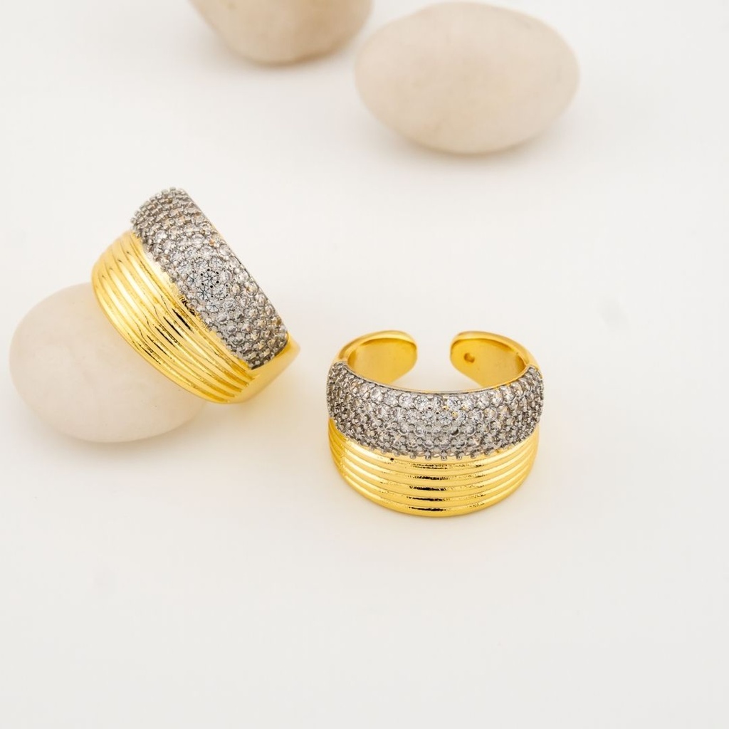 Anillo ajustable doble tono baño 18k (copia)